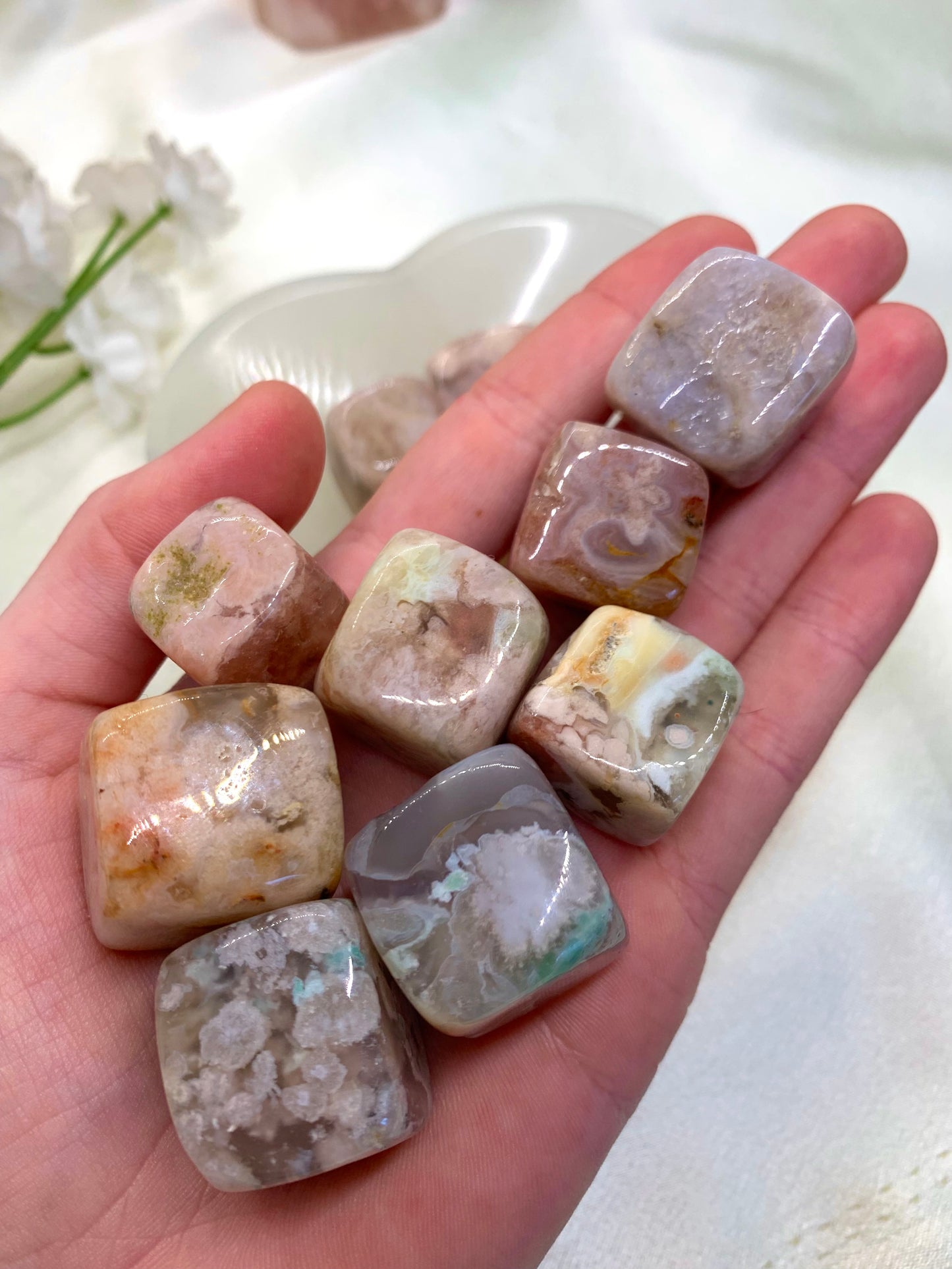 Flower Agate Cube