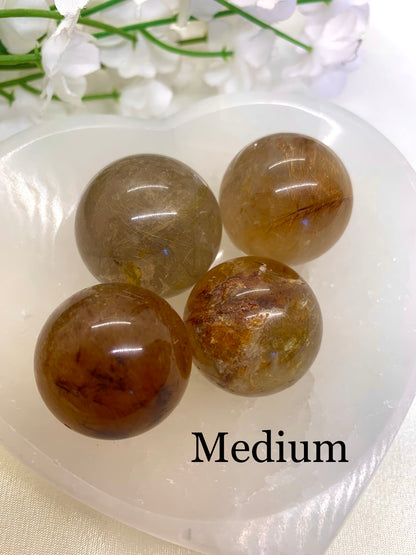 Gold Rutilated Quartz Sphere