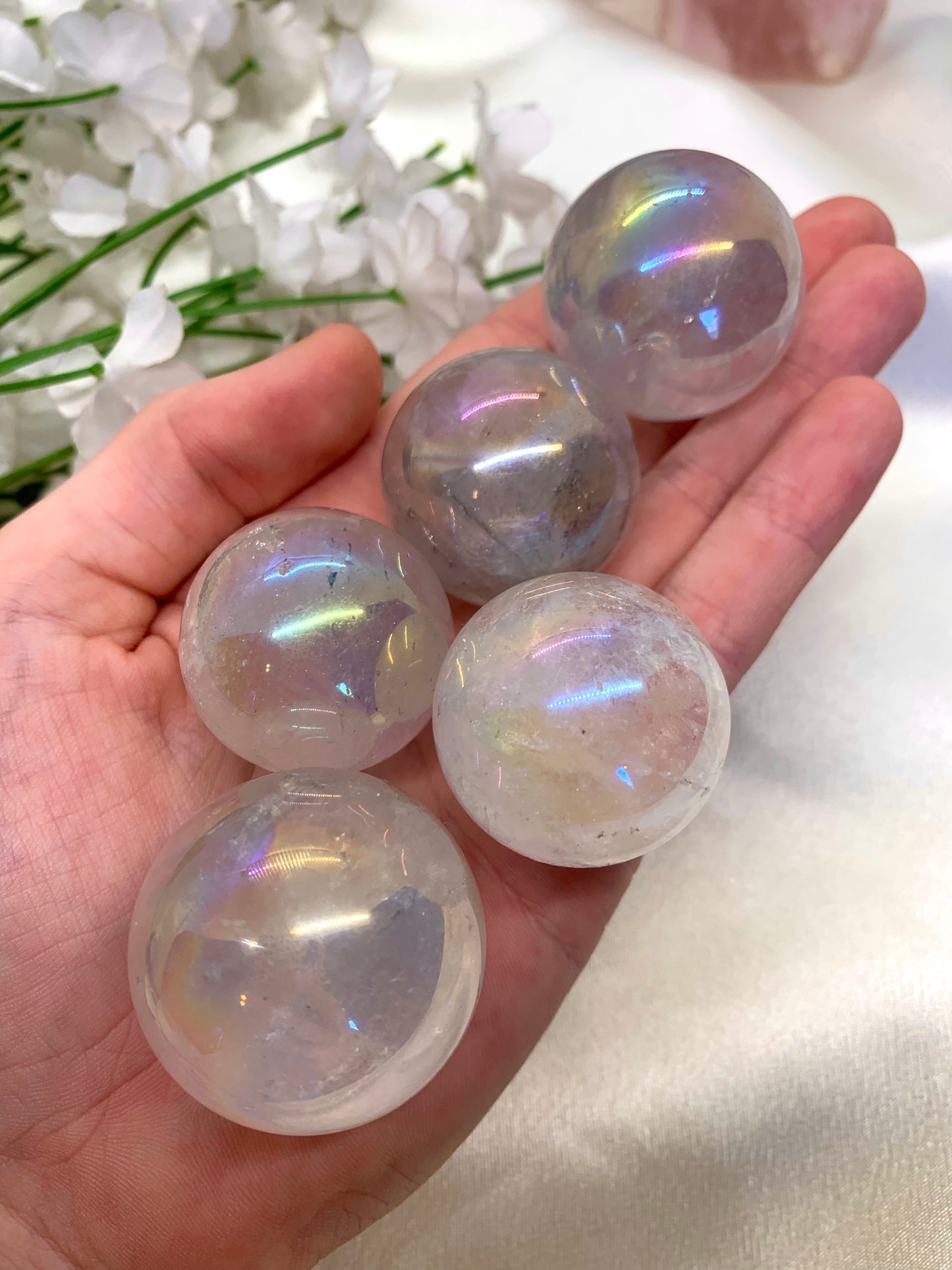 Aura Coated Clear Quartz Sphere