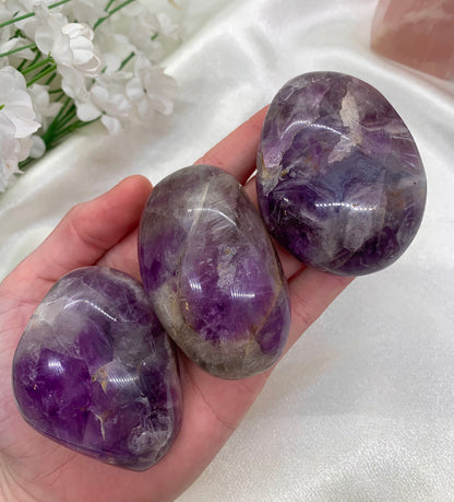 Large Chevron Amethyst Palm Stone