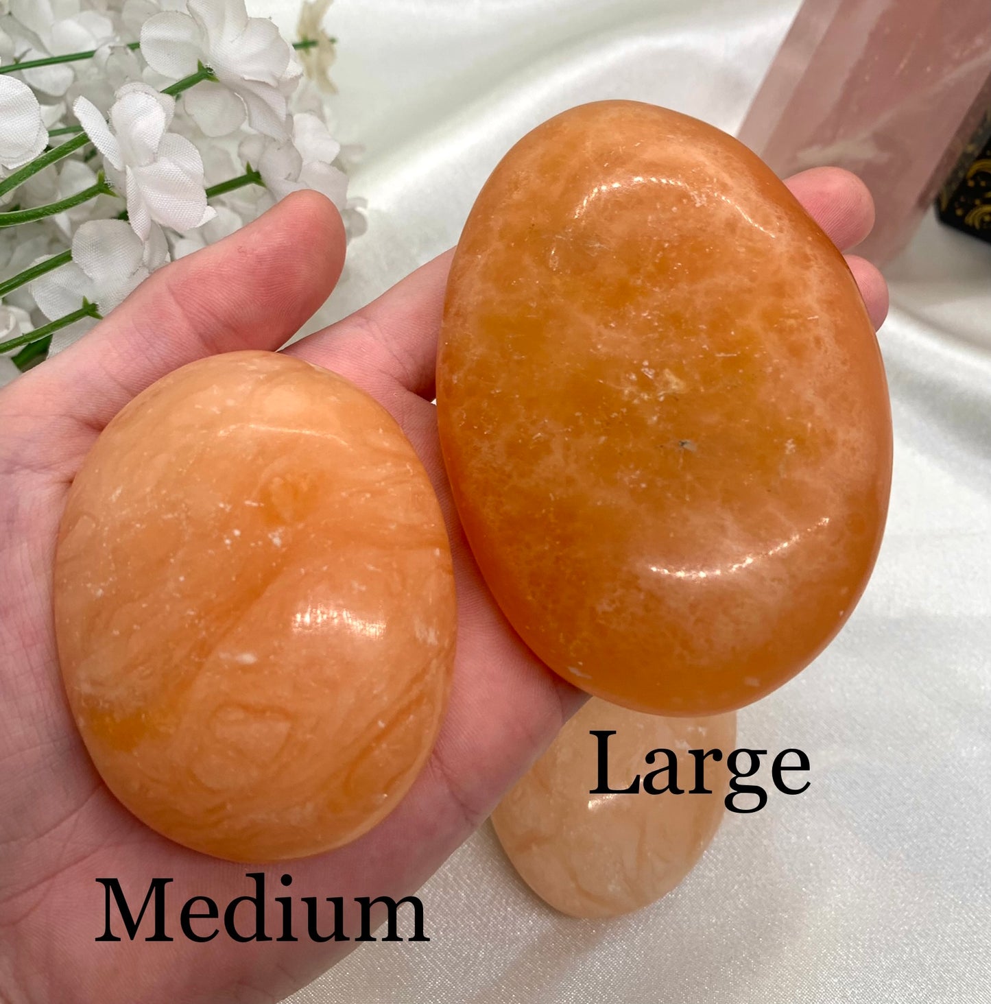 “Creamsicle” Orange Calcite Palm Stone