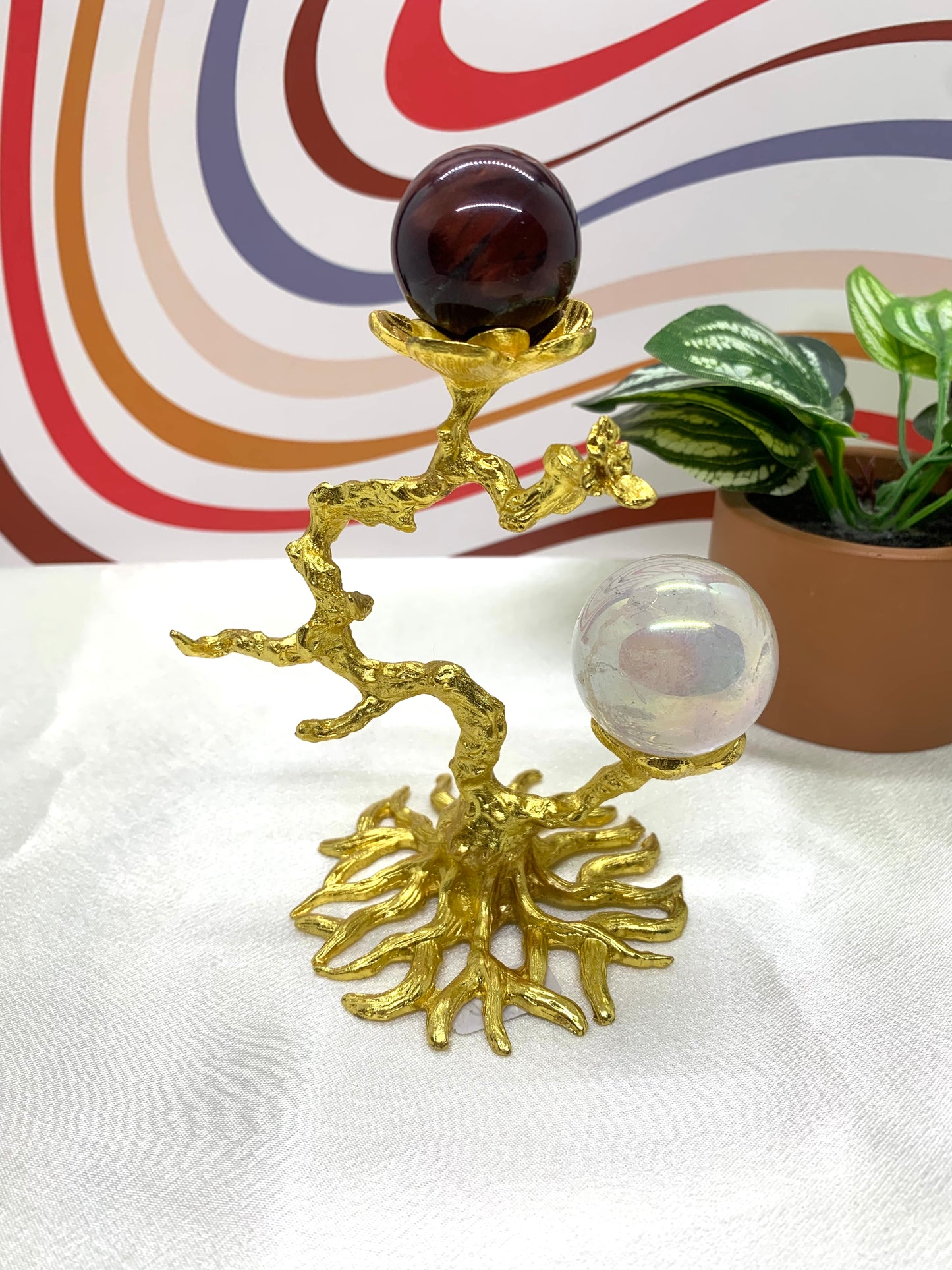 Golden Tree Double Sphere Stand