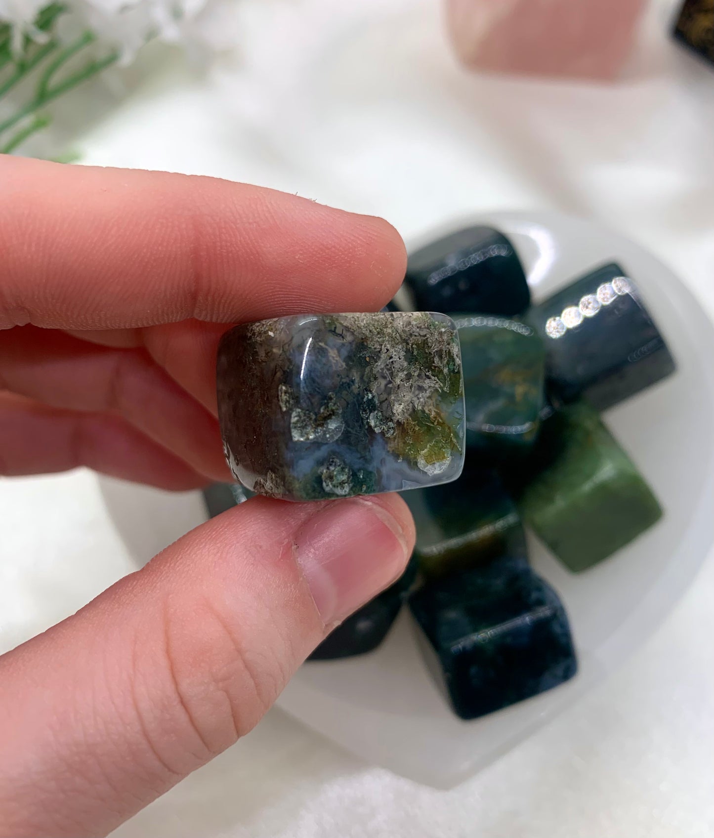 Moss Agate Cube