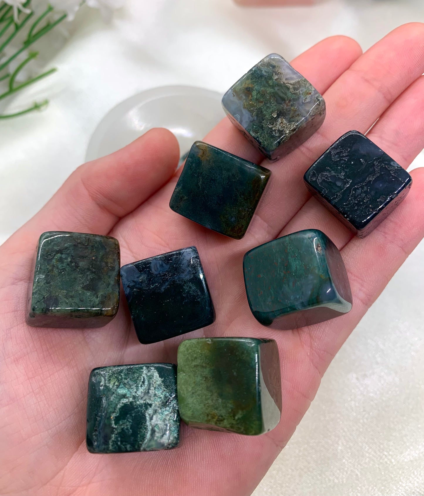 Moss Agate Cube