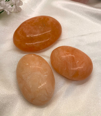 “Creamsicle” Orange Calcite Palm Stone